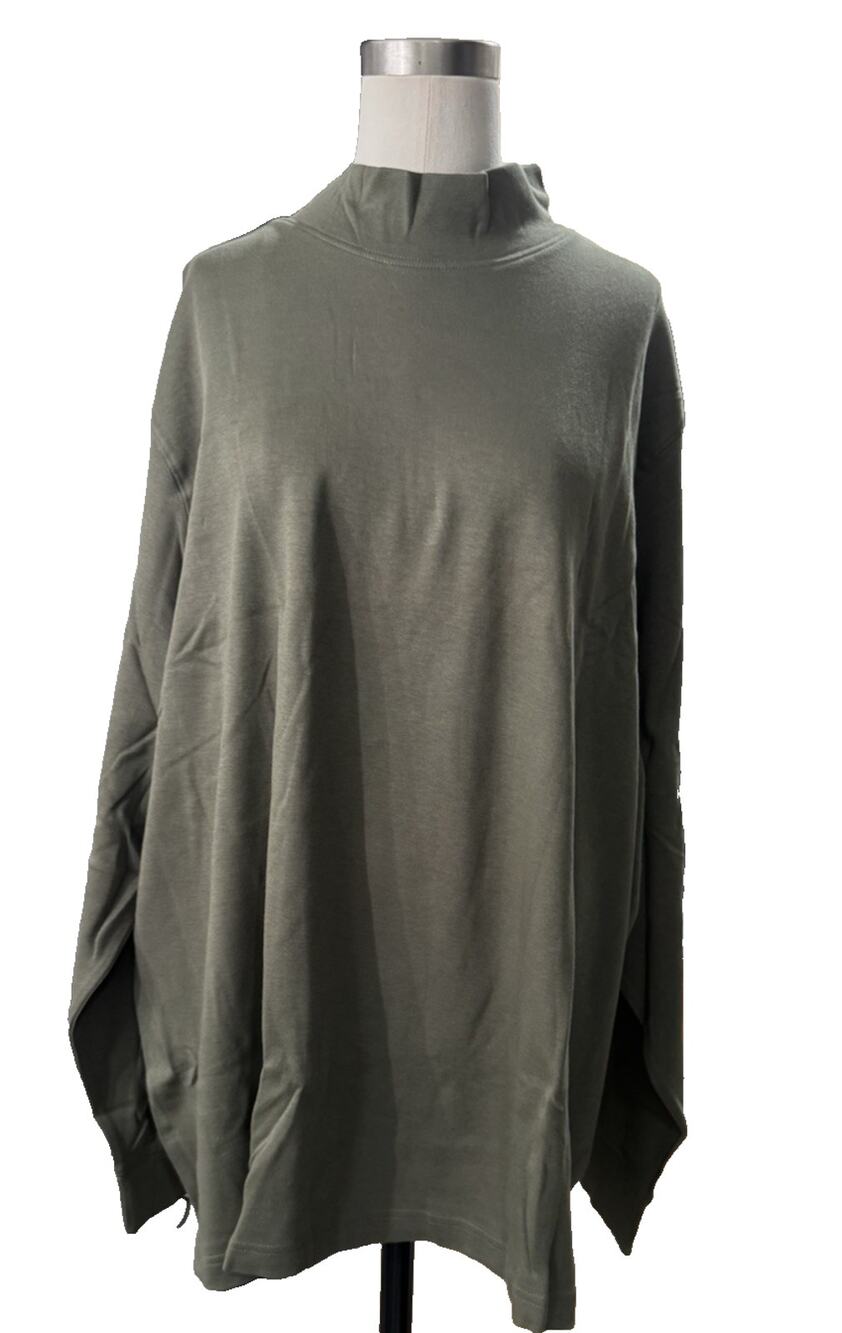 Lands' End Women's 3X Relaxed Fit Cotton Mock Turtleneck Moss Green NWT